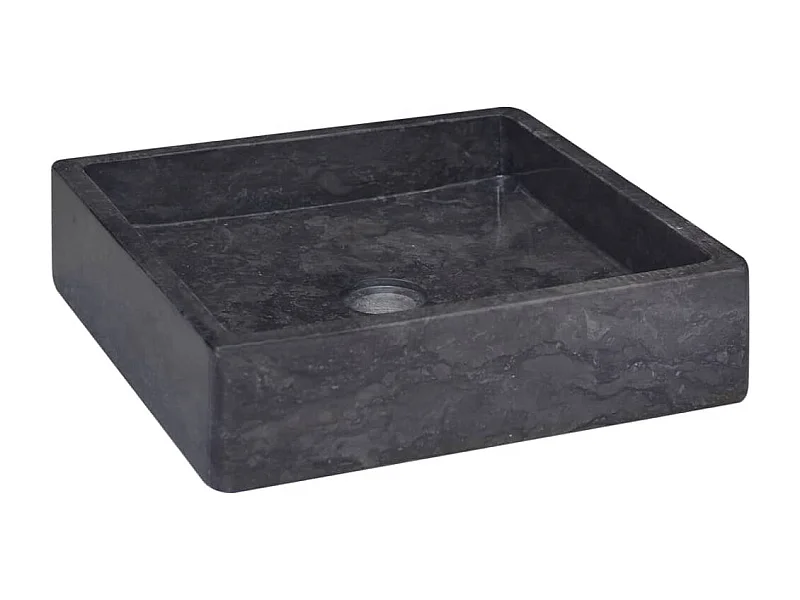 Lavabo sobre encimera, lavabo para baño, lavabo para baño, lavabo para baño, interior de casa, 40 x 40 cm, mármol negro 02_0002813