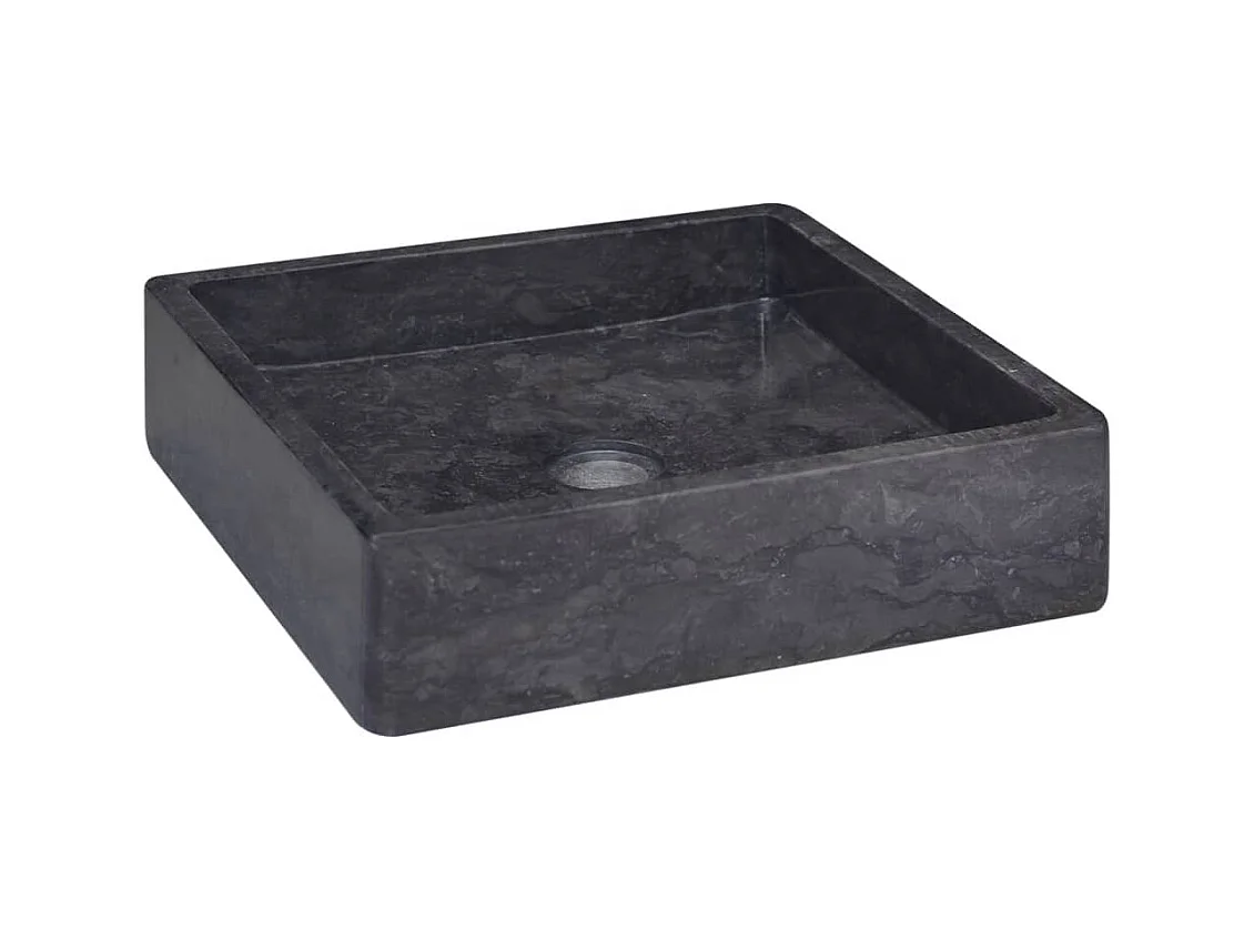 Lavabo sobre encimera, lavabo para baño, lavabo para baño, lavabo para baño, interior de casa, 40 x 40 cm, mármol negro 02_0002813