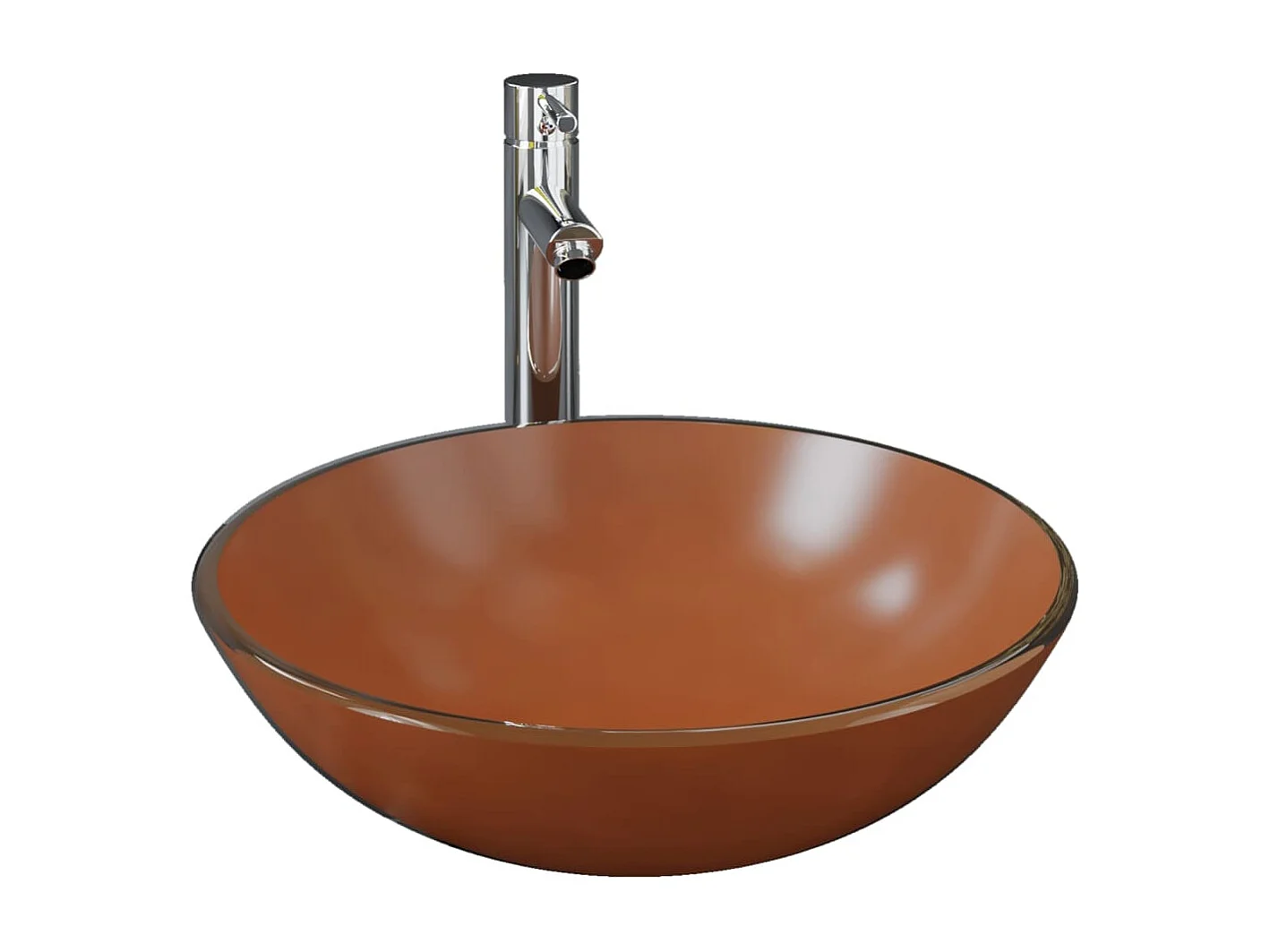 Lavabo de baño con grifo y desagüe automático lavabo de encimera lavabo de baño diámetro 42 cm vidrio templado 02_0002859
