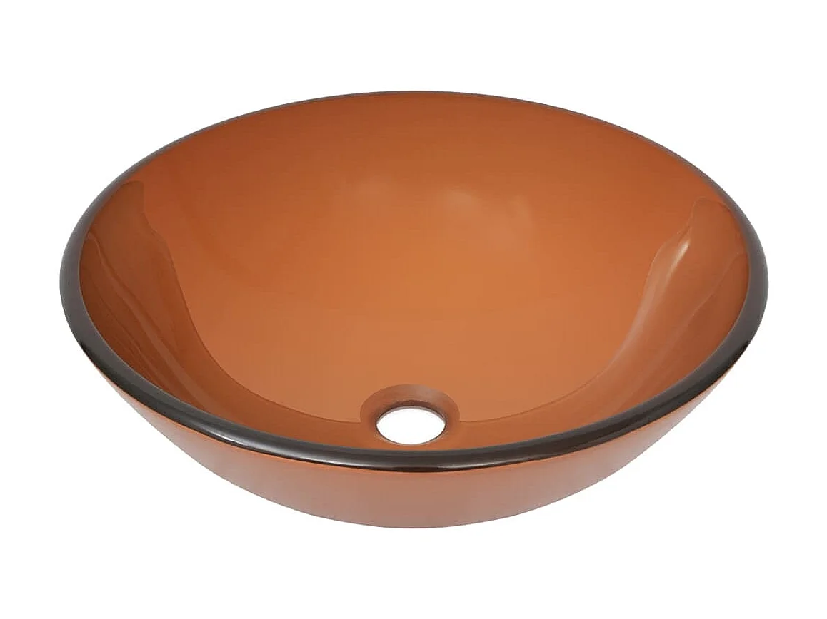 Lavabo de baño con grifo y desagüe automático lavabo de encimera lavabo de baño diámetro 42 cm vidrio templado 02_0002859