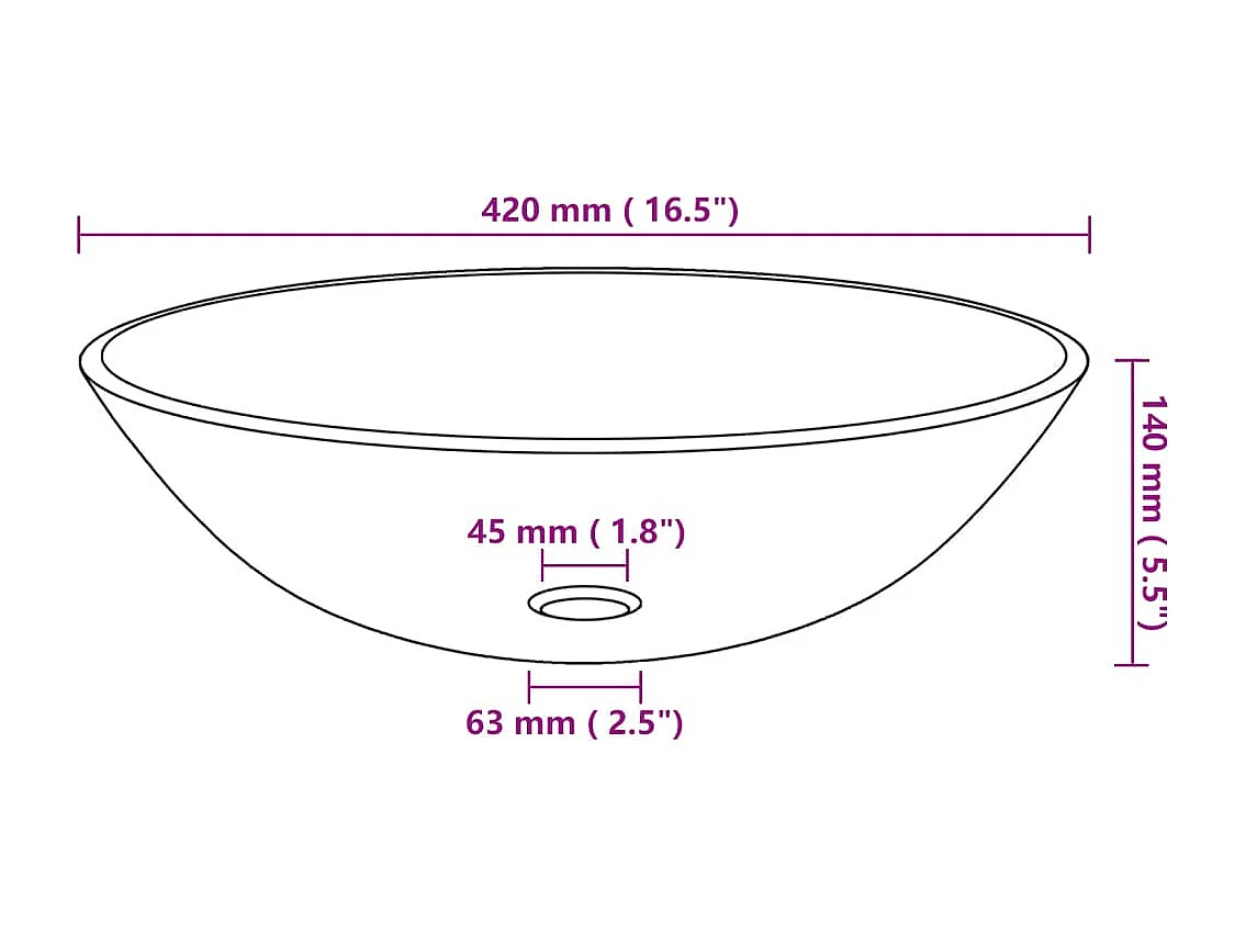 Lavabo de baño con grifo y desagüe automático lavabo de encimera lavabo de baño diámetro 42 cm vidrio templado 02_0002859