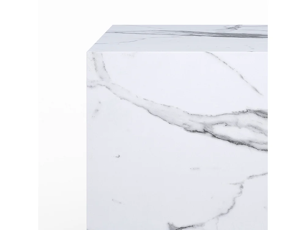 Table d'appoint effet marbre blanche - Lison
