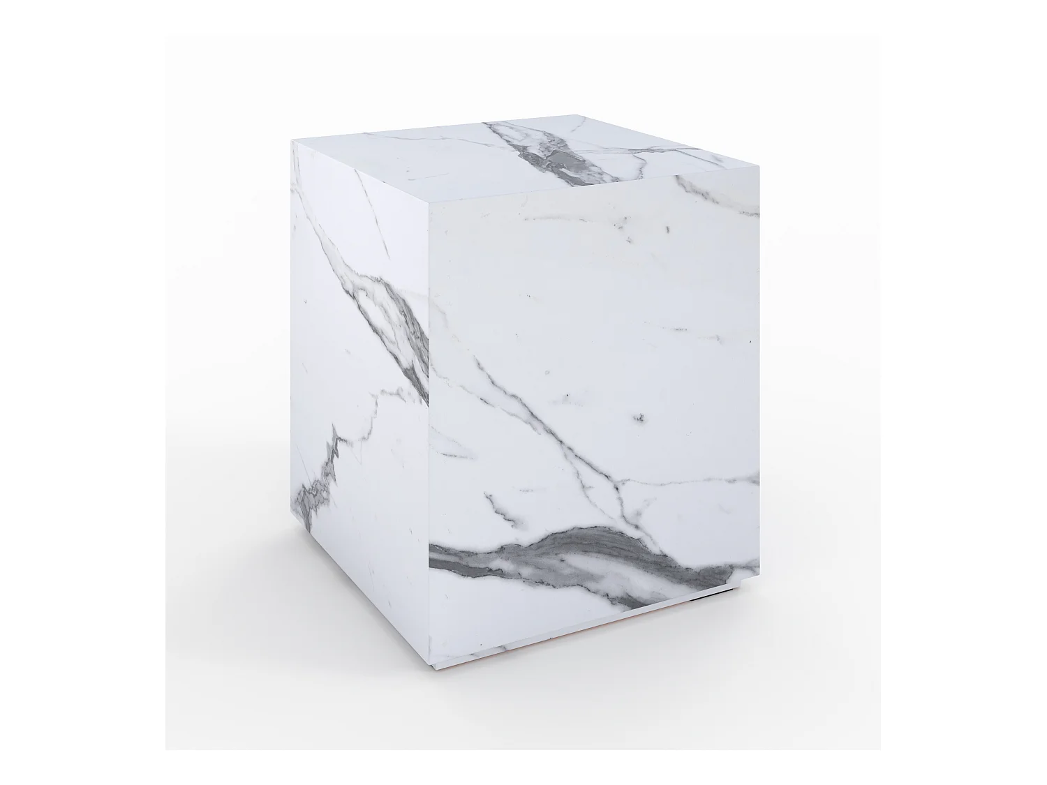 Table d'appoint effet marbre blanche - Lison