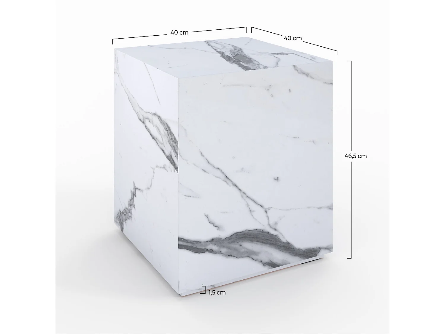 Tavolino d'appoggio effetto marmo bianco - Lison