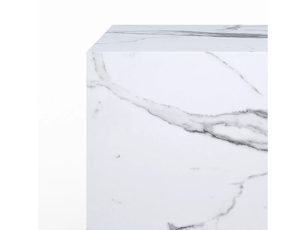 Tavolino d'appoggio effetto marmo bianco - Lison