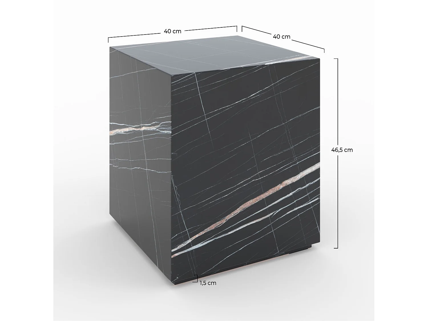 Table d'appoint effet marbre noire - Lison