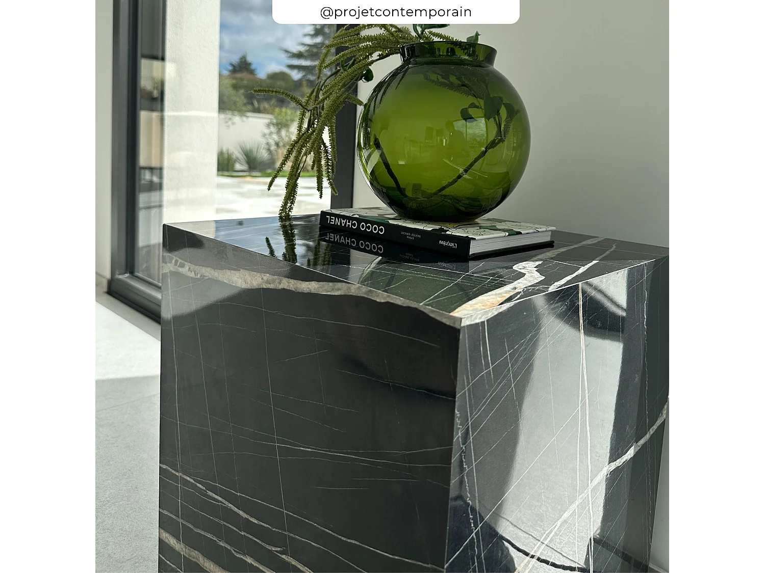 Mesa auxiliar efecto mármol negro - Lison