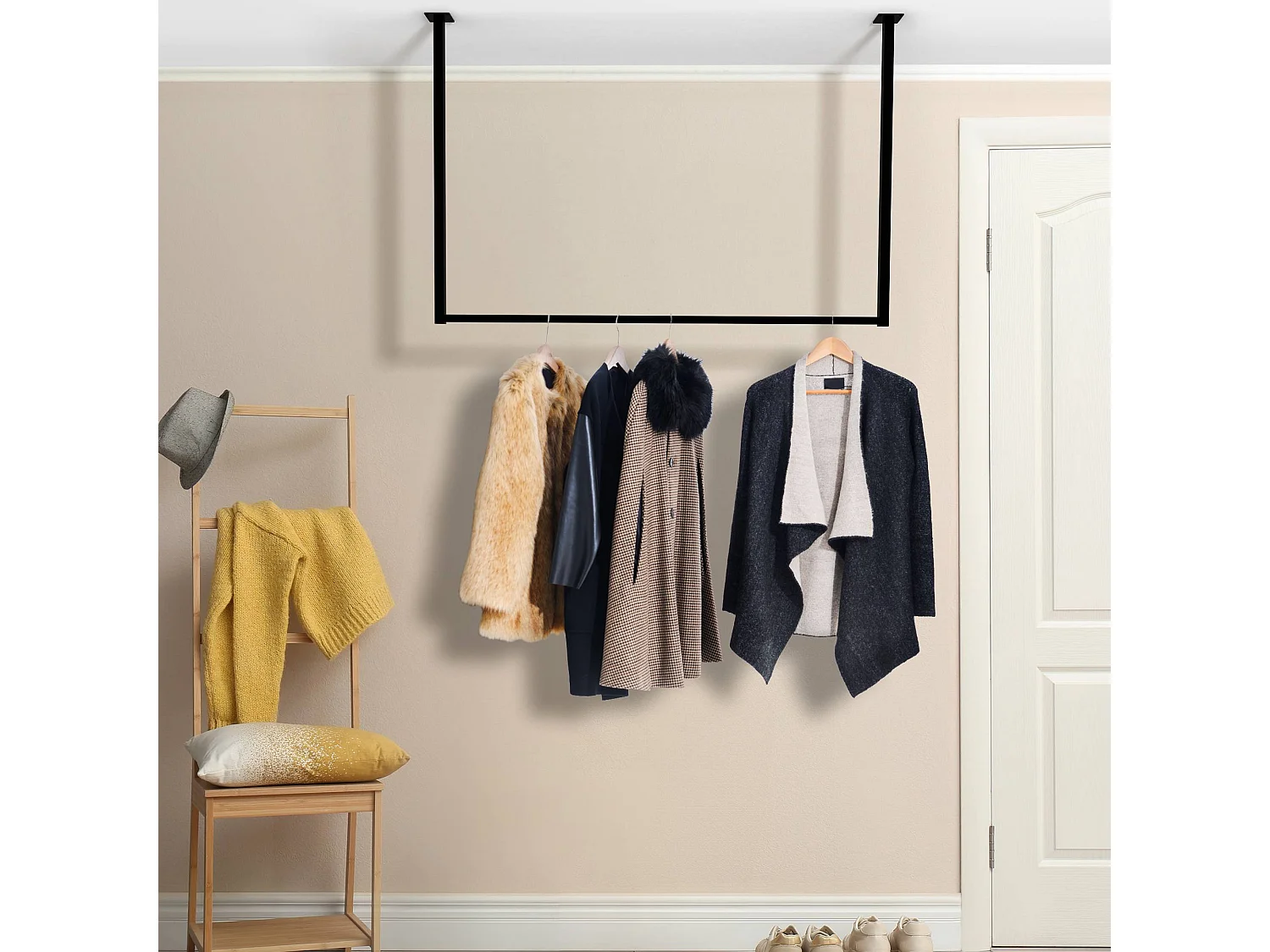 Portant à vêtement - Métal - 120x80 cm - Noir - Fenton