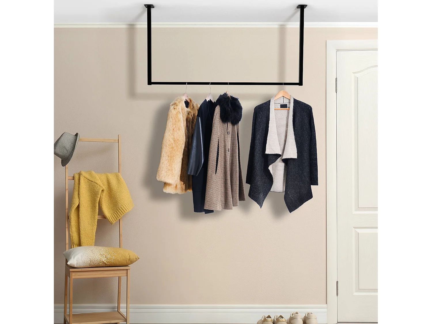 Portant à vêtement - Métal - 120x60 cm - Noir - Fenton