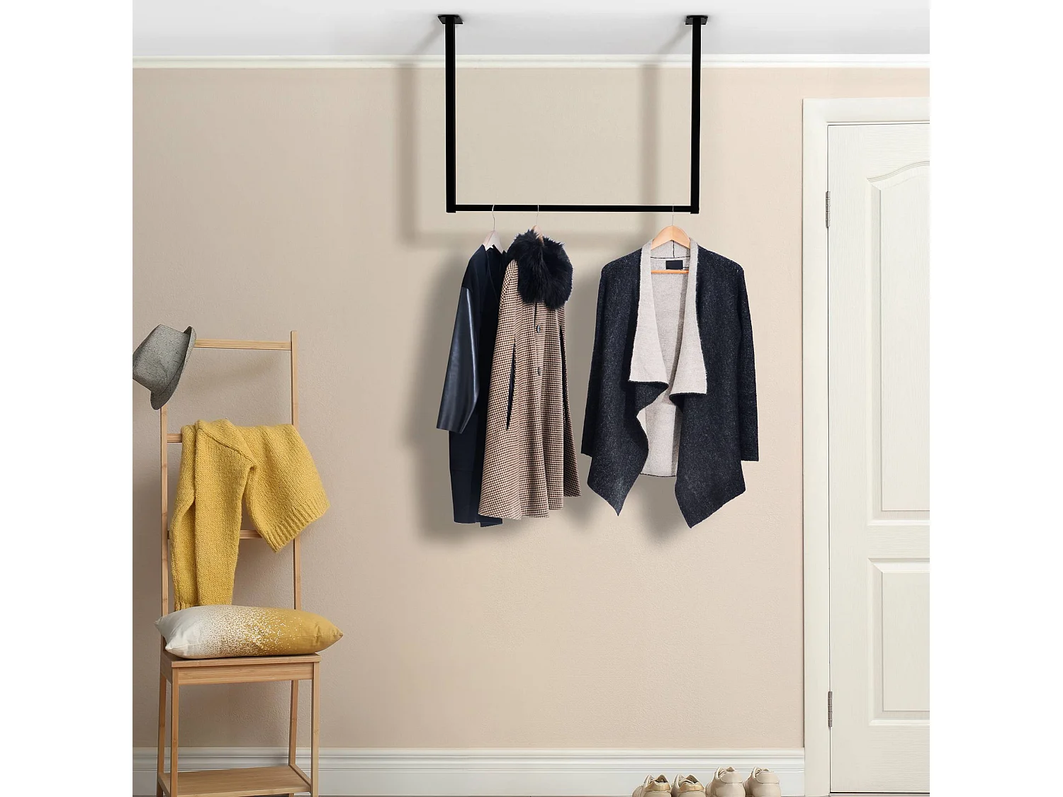 Portant à vêtement - Métal - 80x60 cm - Noir - Fenton