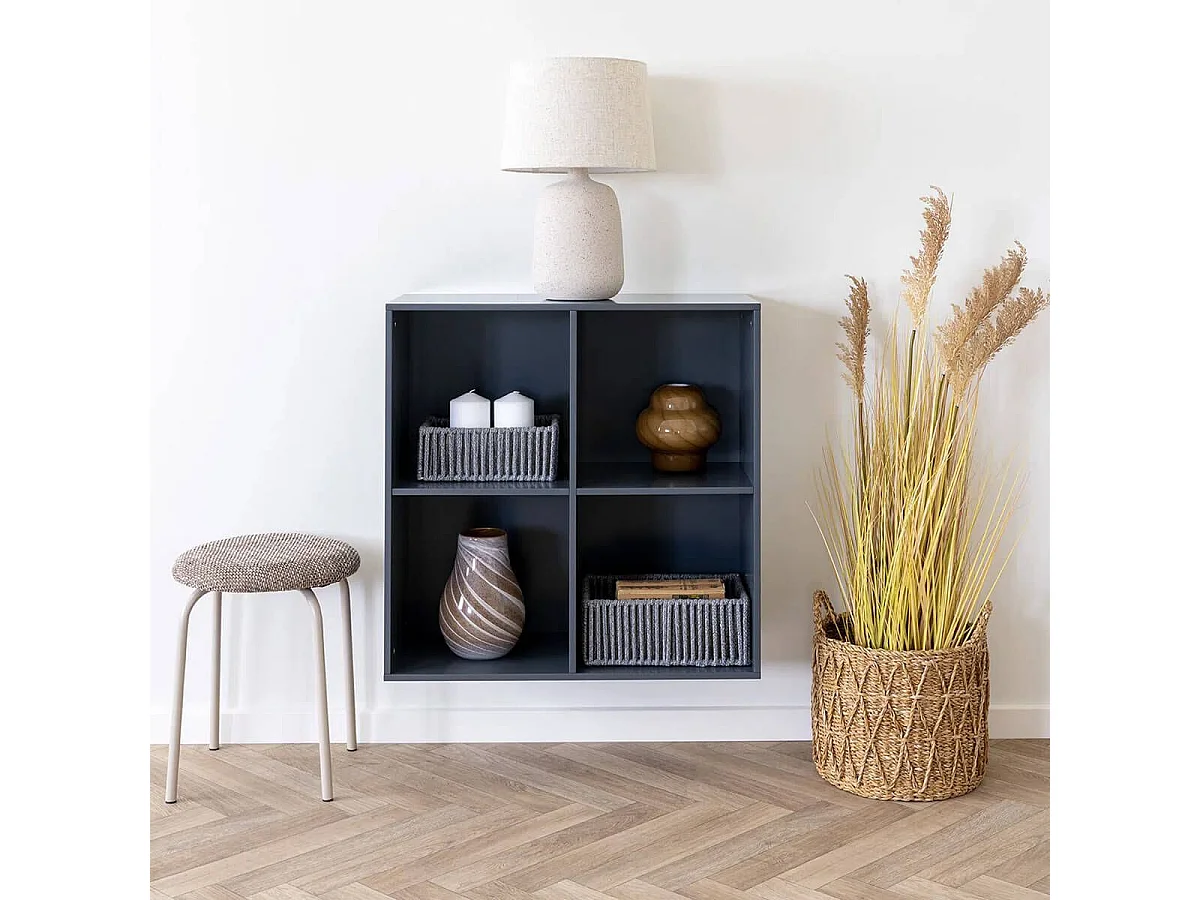 HASMA - Tabouret Pieds Métalliques Assise Tissu Bouclettes Marron