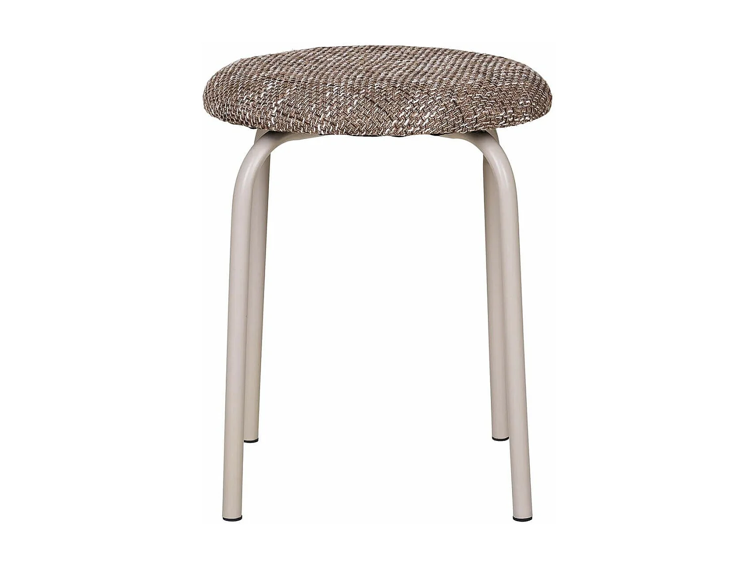 HASMA - Tabouret Pieds Métalliques Assise Tissu Bouclettes Marron