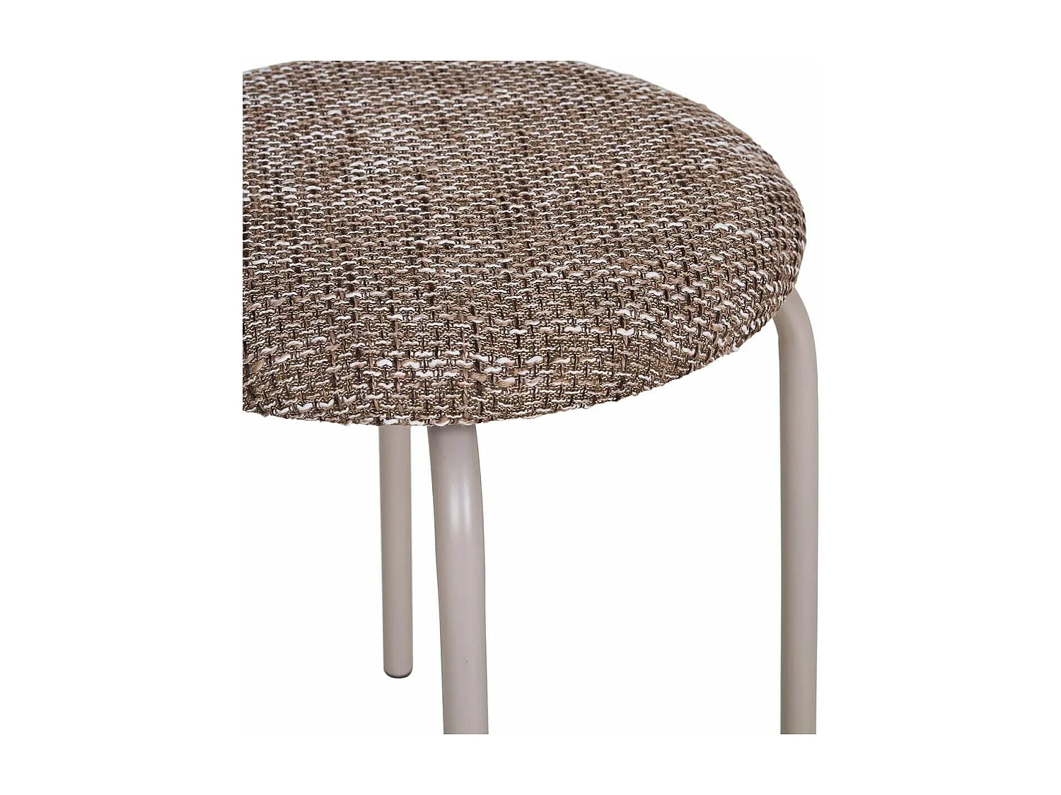 HASMA - Tabouret Pieds Métalliques Assise Tissu Bouclettes Marron