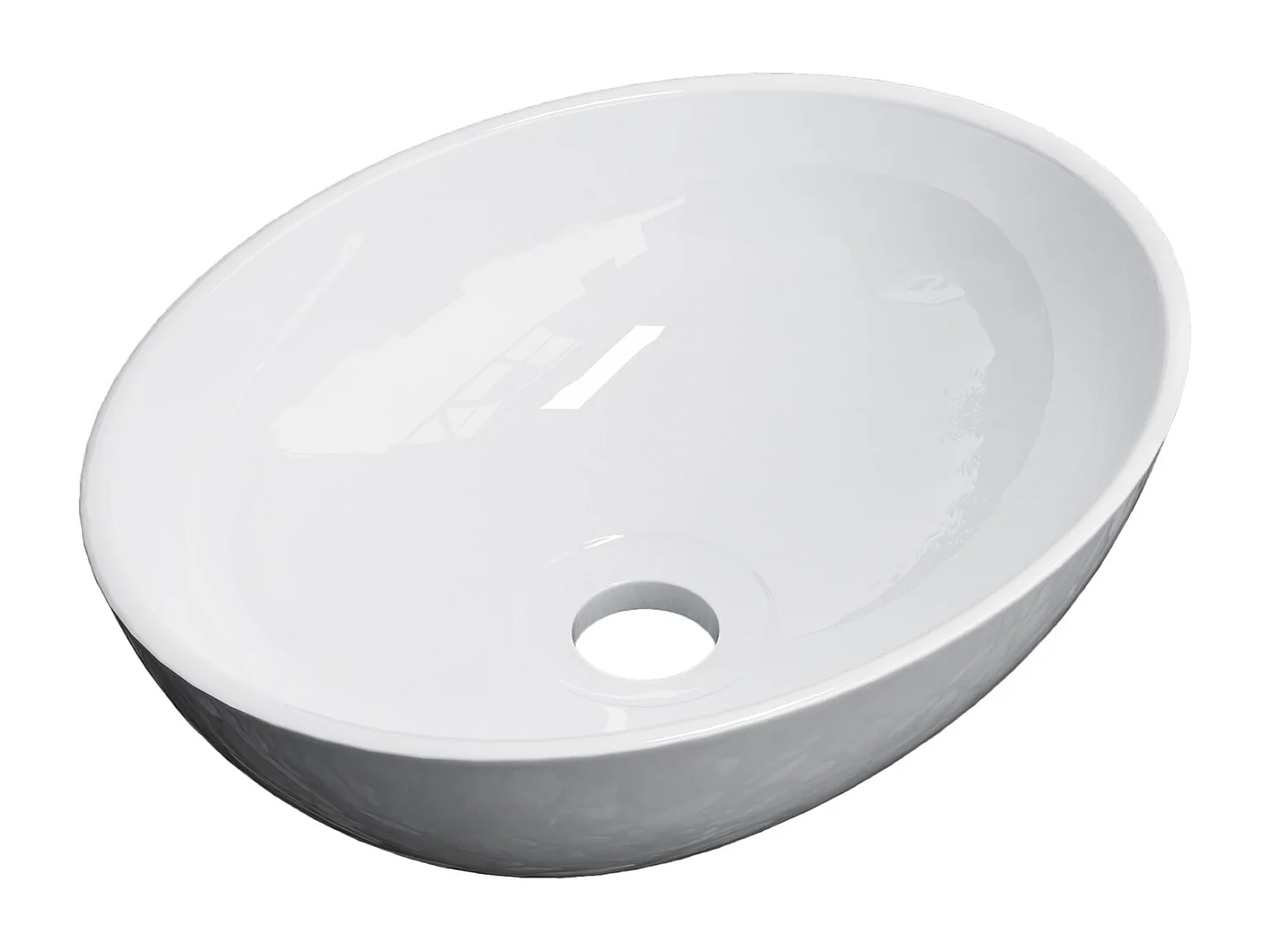 EMKE Lavabo a appoggio in ceramica 41,5×33,5×13 cm, lavabo da bagno ovale, Lavabo design bianco lucido