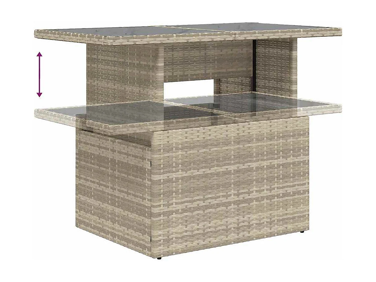 Salon de jardin 8 pcs avec coussins gris clair résine tressée