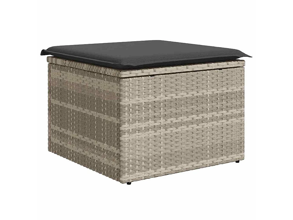 Salon de jardin 8 pcs avec coussins gris clair résine tressée