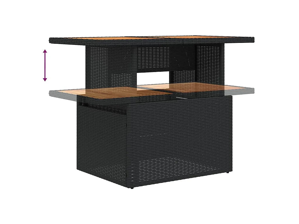 9-tlg. Garten-Sofagarnitur mit Kissen Schwarz Poly Rattan