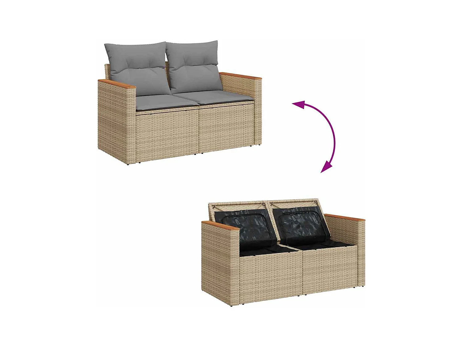11-delige Tuinset met kussens poly rattan acacia beige