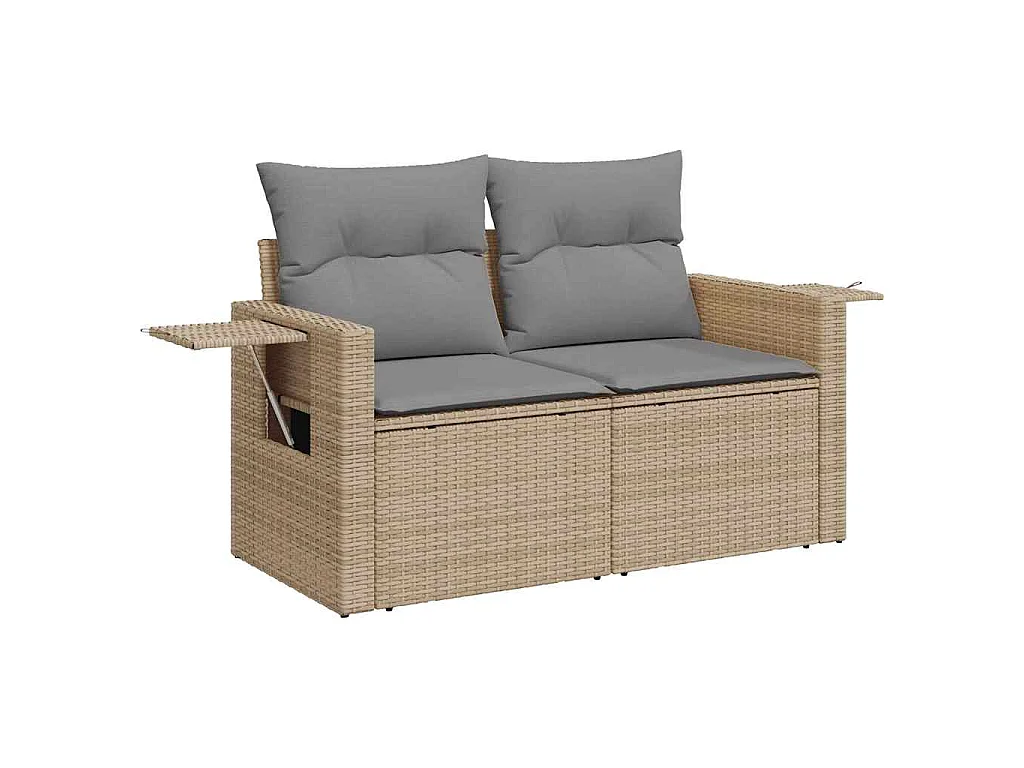 Set Divano da Giardino 8 pz con Cuscini Beige in Polyrattan
