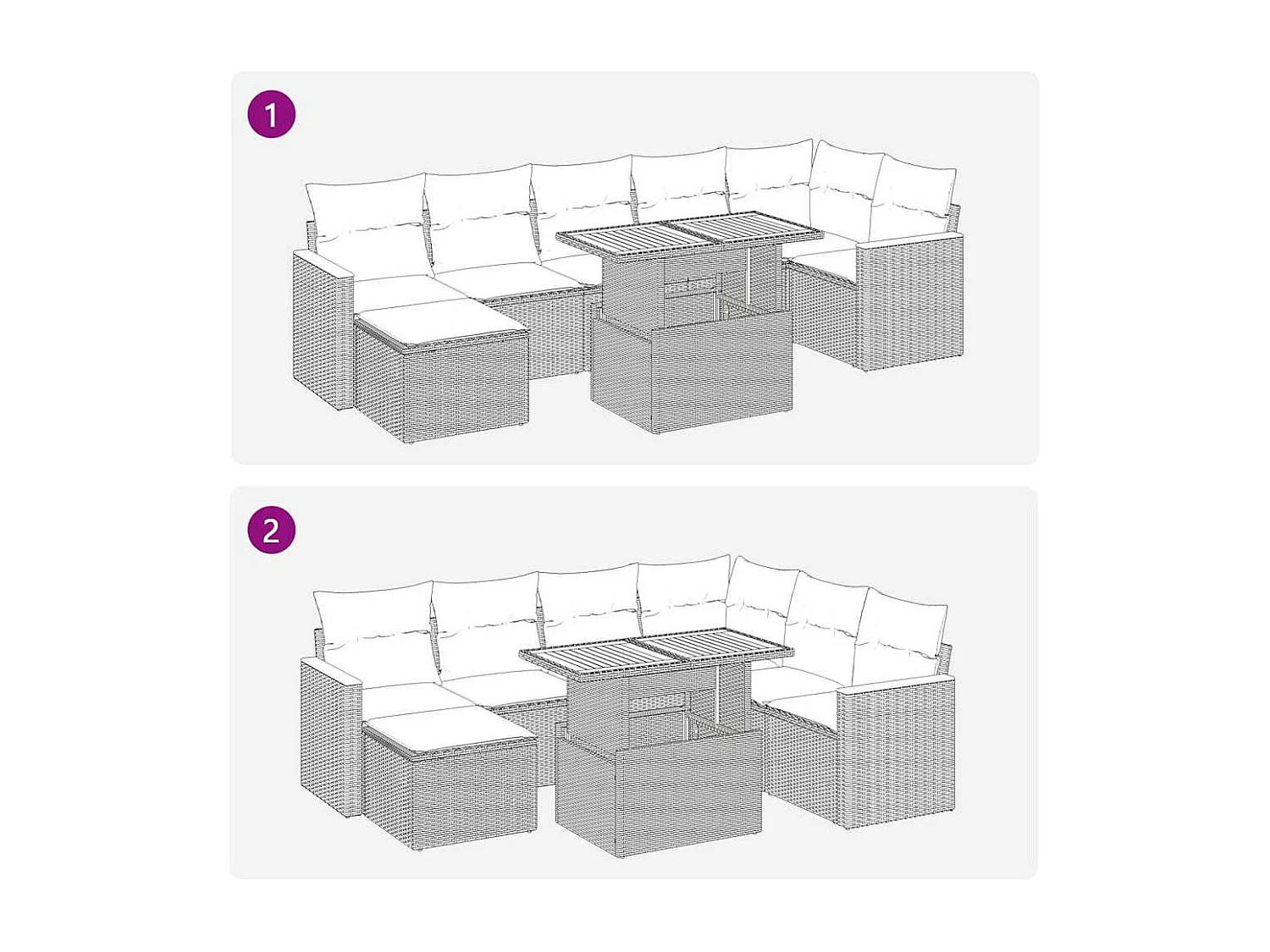 Salon de jardin avec coussins 8 pcs noir résine tressée acacia