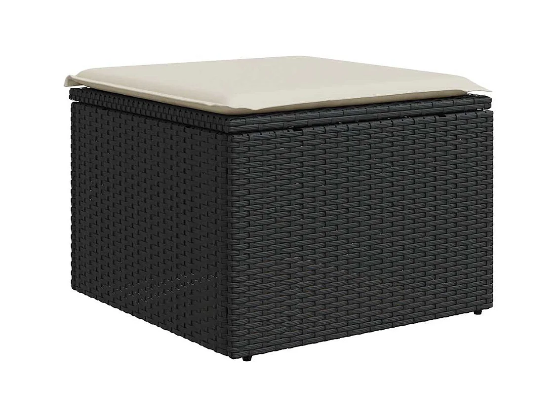 8-delige Loungeset met kussens poly rattan acacia zwart
