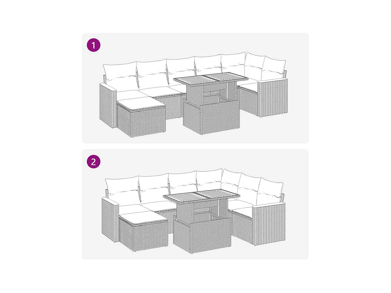 8-delige Loungeset met kussens poly rattan acacia zwart
