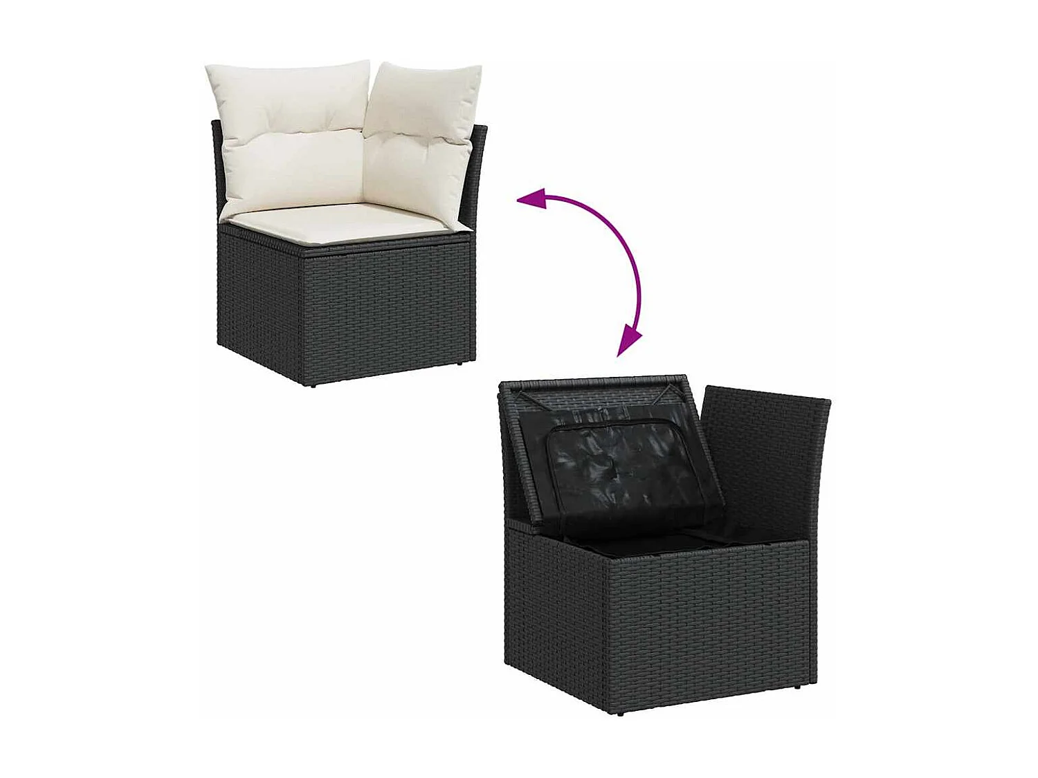 Set Divani da Giardino con Cuscini 8 pz Nero Polyrattan Acacia