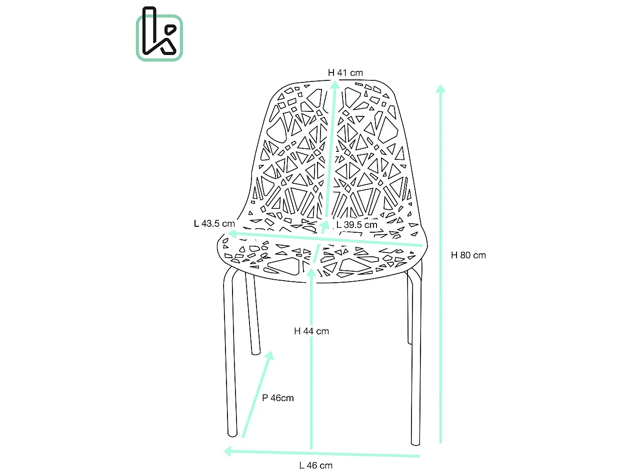 Lot 4 chaises de cuisine design moderne siège effet dentelle nid d'abeille pieds chrome IKO (Bleu)