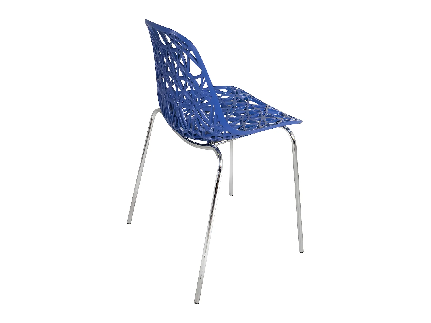 Lote de 4 sillas de cocina de diseño moderno, asiento con diseño de panal, patas cromadas IKO (azul)