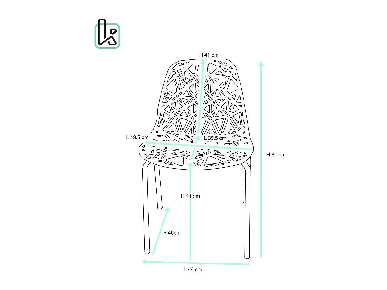Lote de 4 sillas de cocina de diseño moderno, asiento con diseño de panal, patas cromadas IKO (azul)