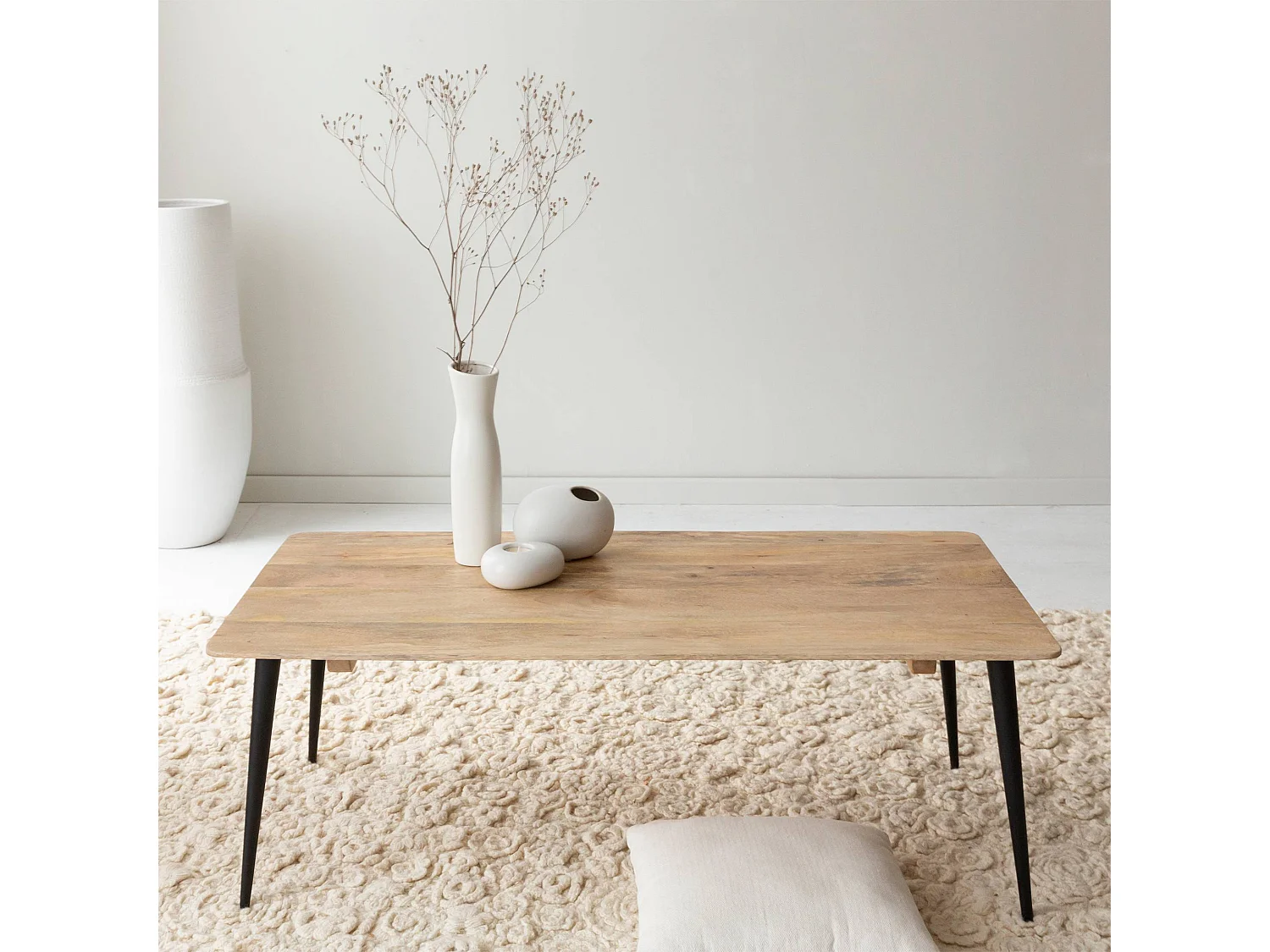 Table basse rectangle en bois de manguier et métal Aimée