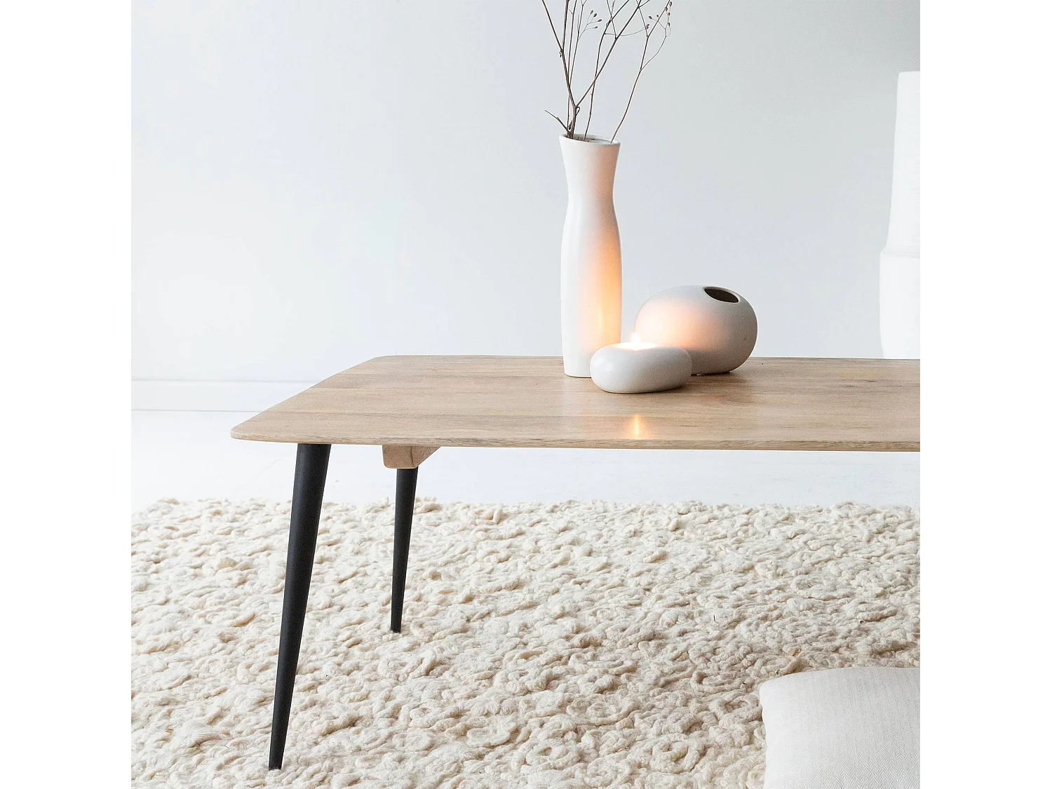 Table basse rectangle en bois de manguier et métal Aimée