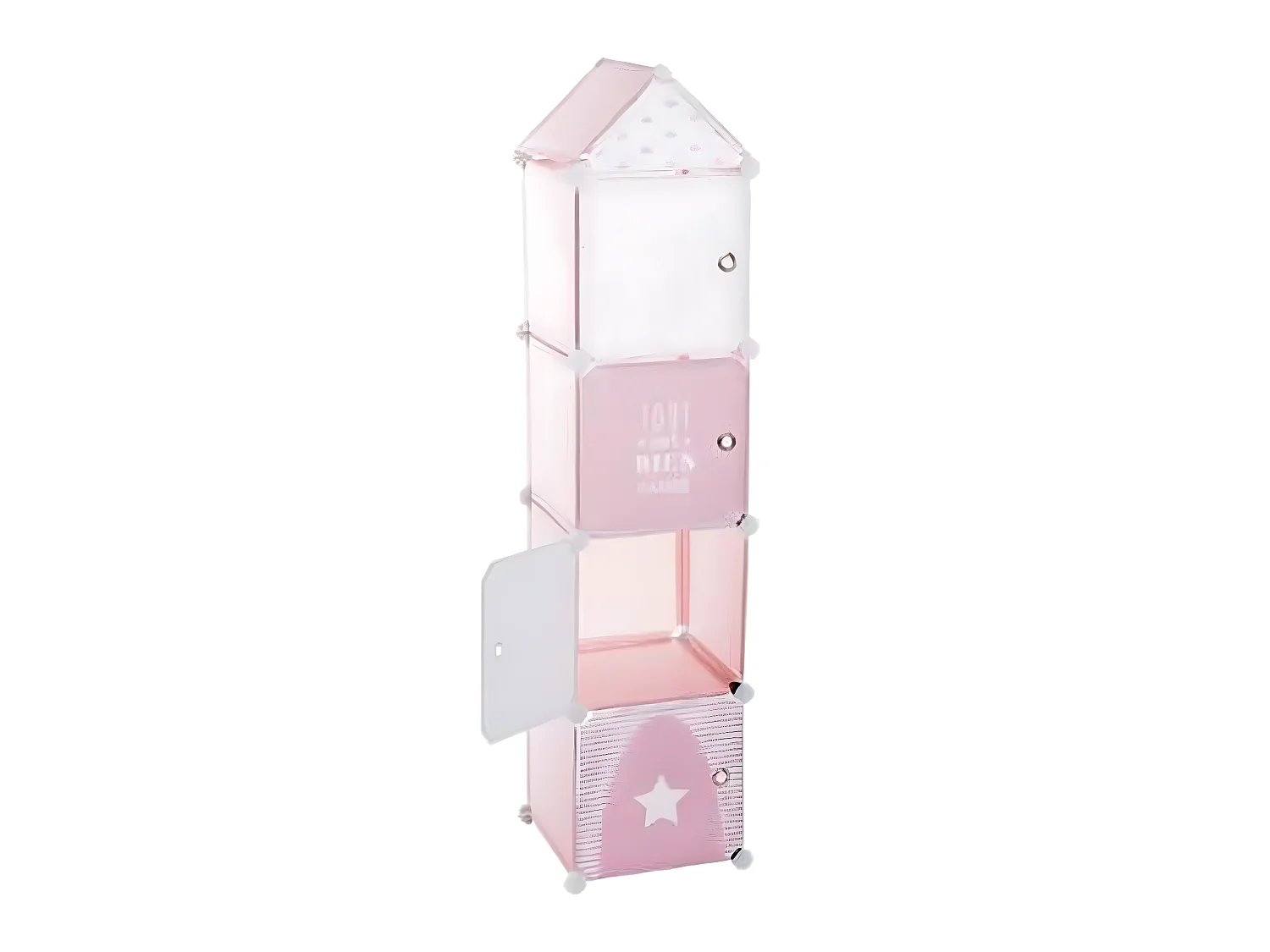 Colonne de rangement coloris Rose en Polypropylène - Dim : L34x l140 x H32 cm