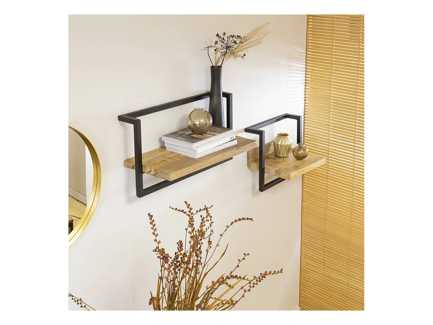 Etagère murale en bois de manguier grand modèle Joie