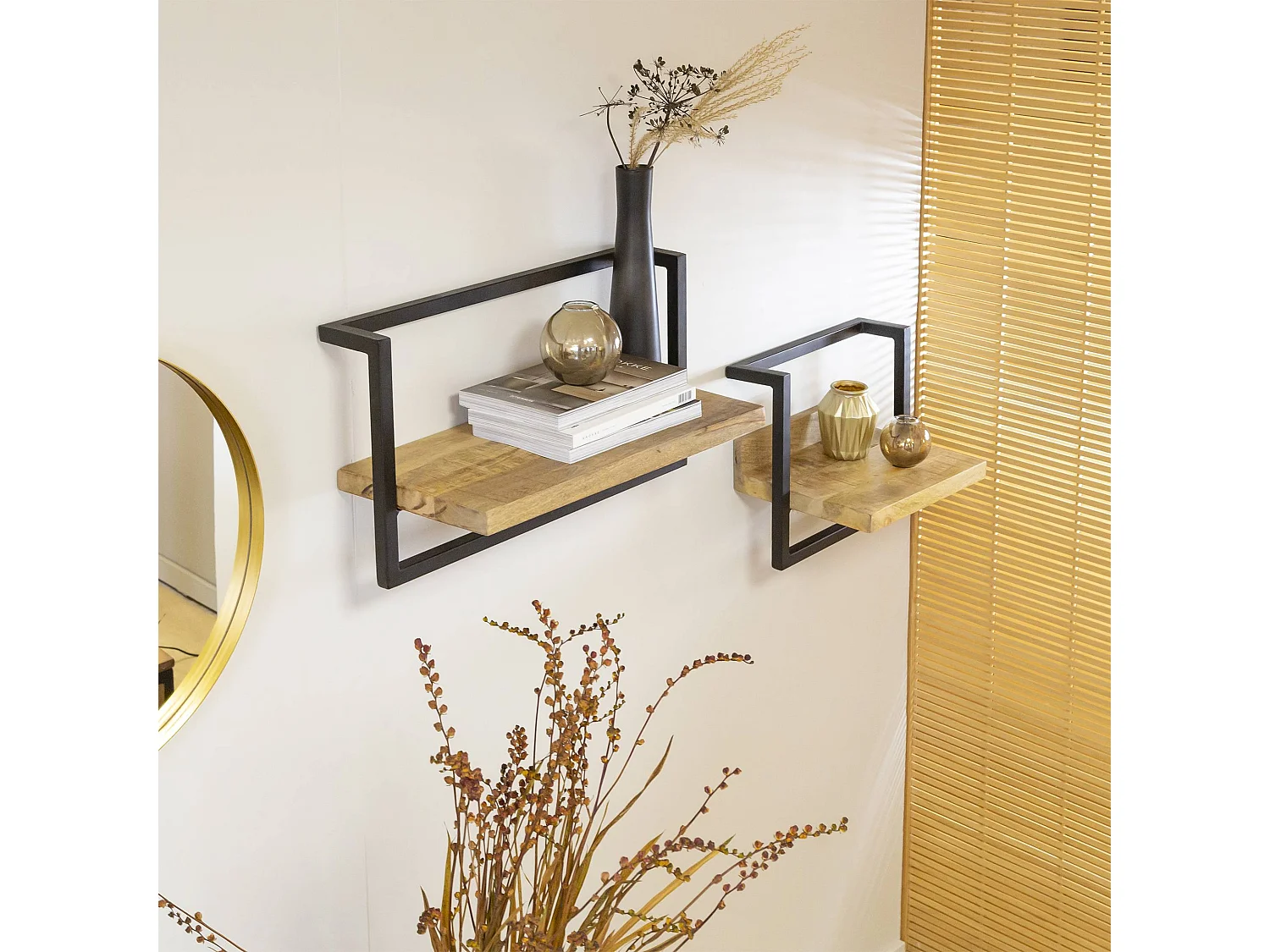 Etagère murale en bois de manguier grand modèle Joie