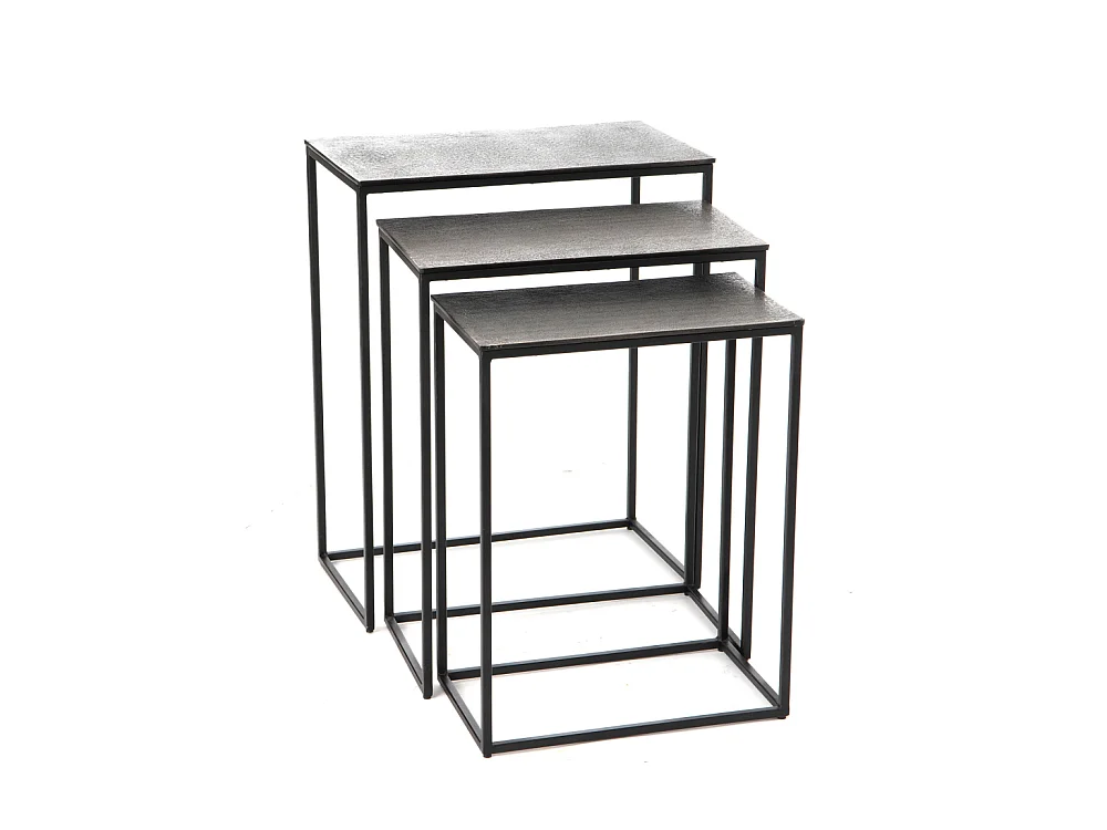 Set de 3 mini consoles SILVER en fonte d'aluminium