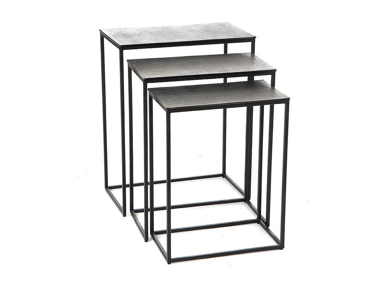 Set de 3 mini consoles SILVER en fonte d'aluminium