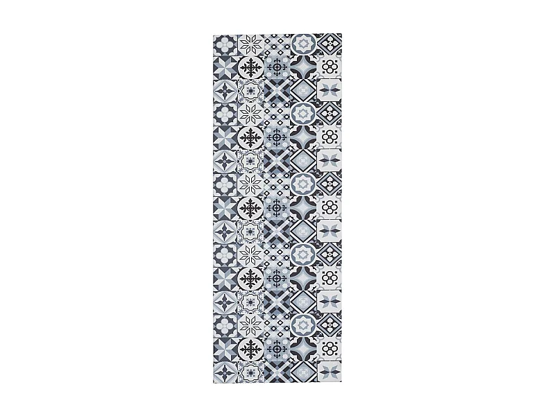 tapis cuisine 120x170 en PVC gris et noir motif floral PVC KIT