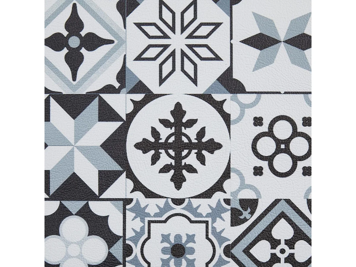 tapis cuisine 50x150 en PVC gris et noir motif géométrique PKIT