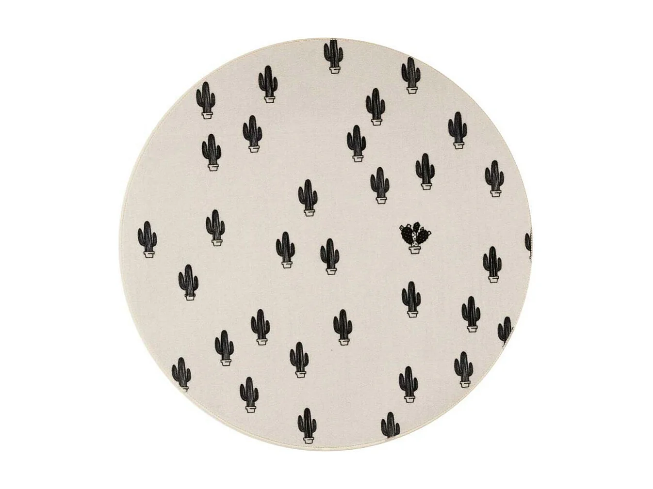 Tapis enfant Ø90cm rond tissé blanc PRICKLY
