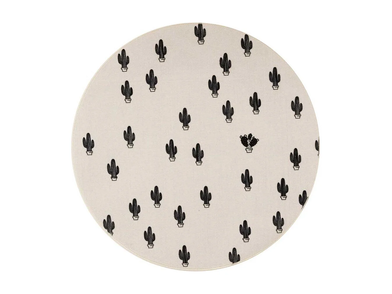 Tapis enfant Ø90cm rond tissé blanc PRICKLY
