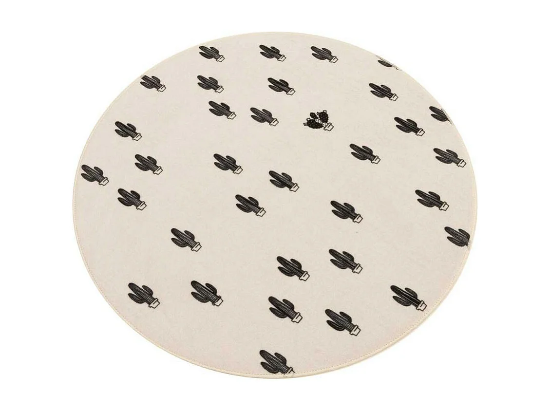 Tapis enfant Ø90cm rond tissé blanc PRICKLY