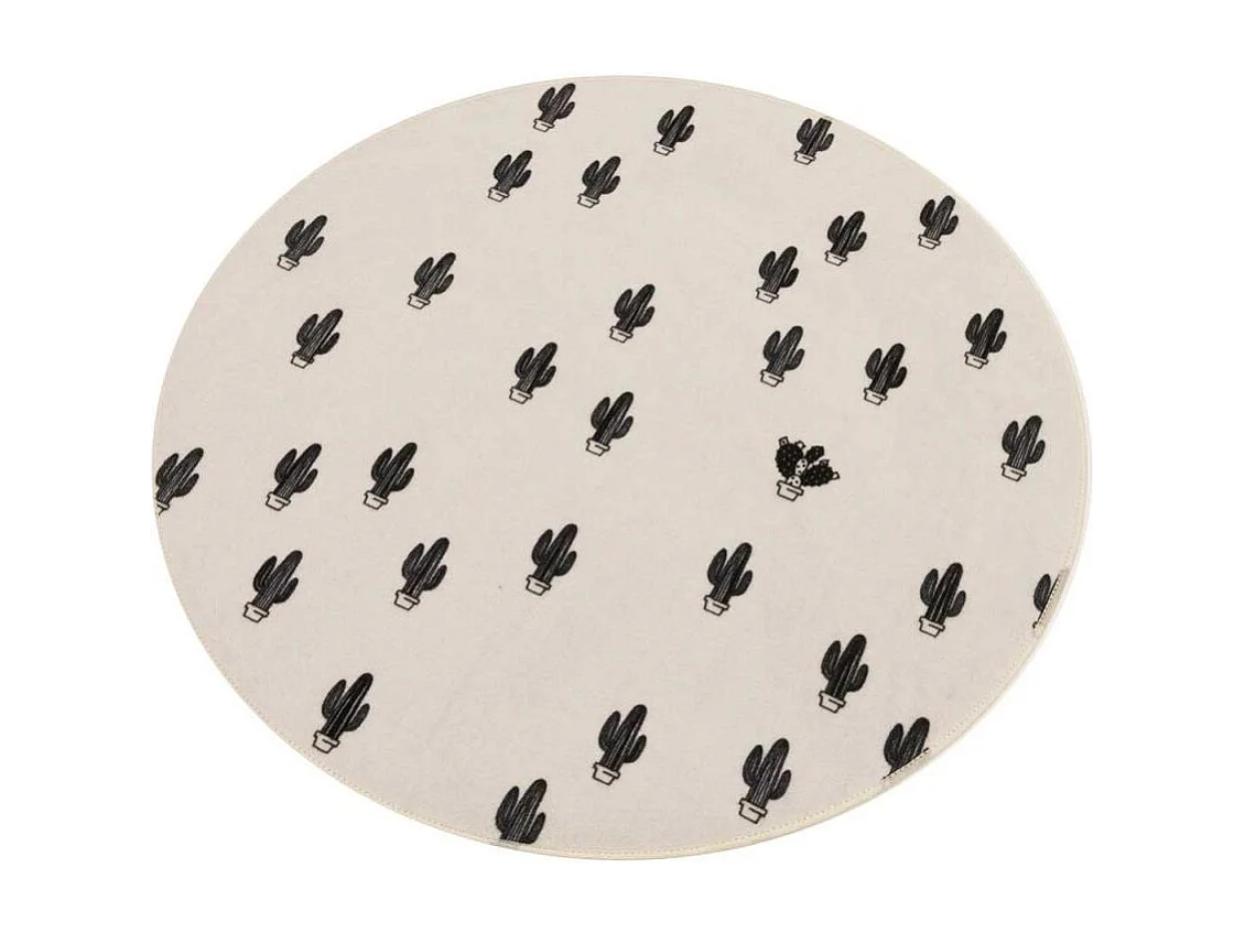 Tapis enfant Ø90cm rond tissé blanc PRICKLY