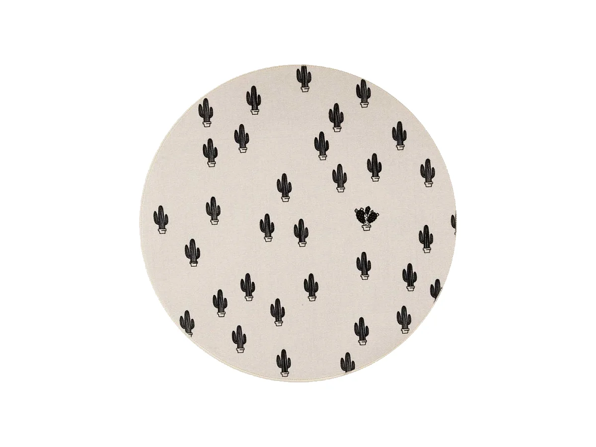 Tapis enfant Ø90cm rond tissé blanc PRICKLY