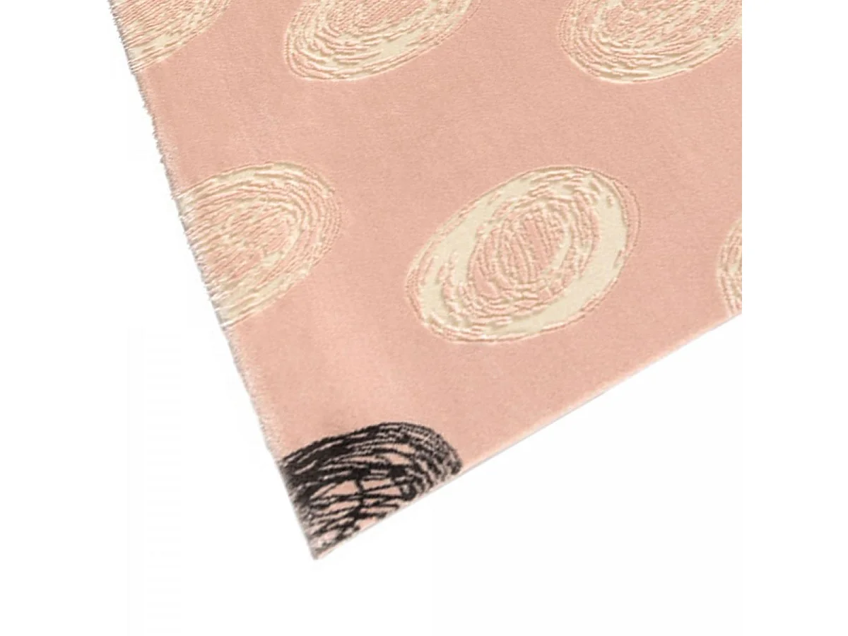 Tapis enfant 150x200 rectangle tissé rose et crème DOT