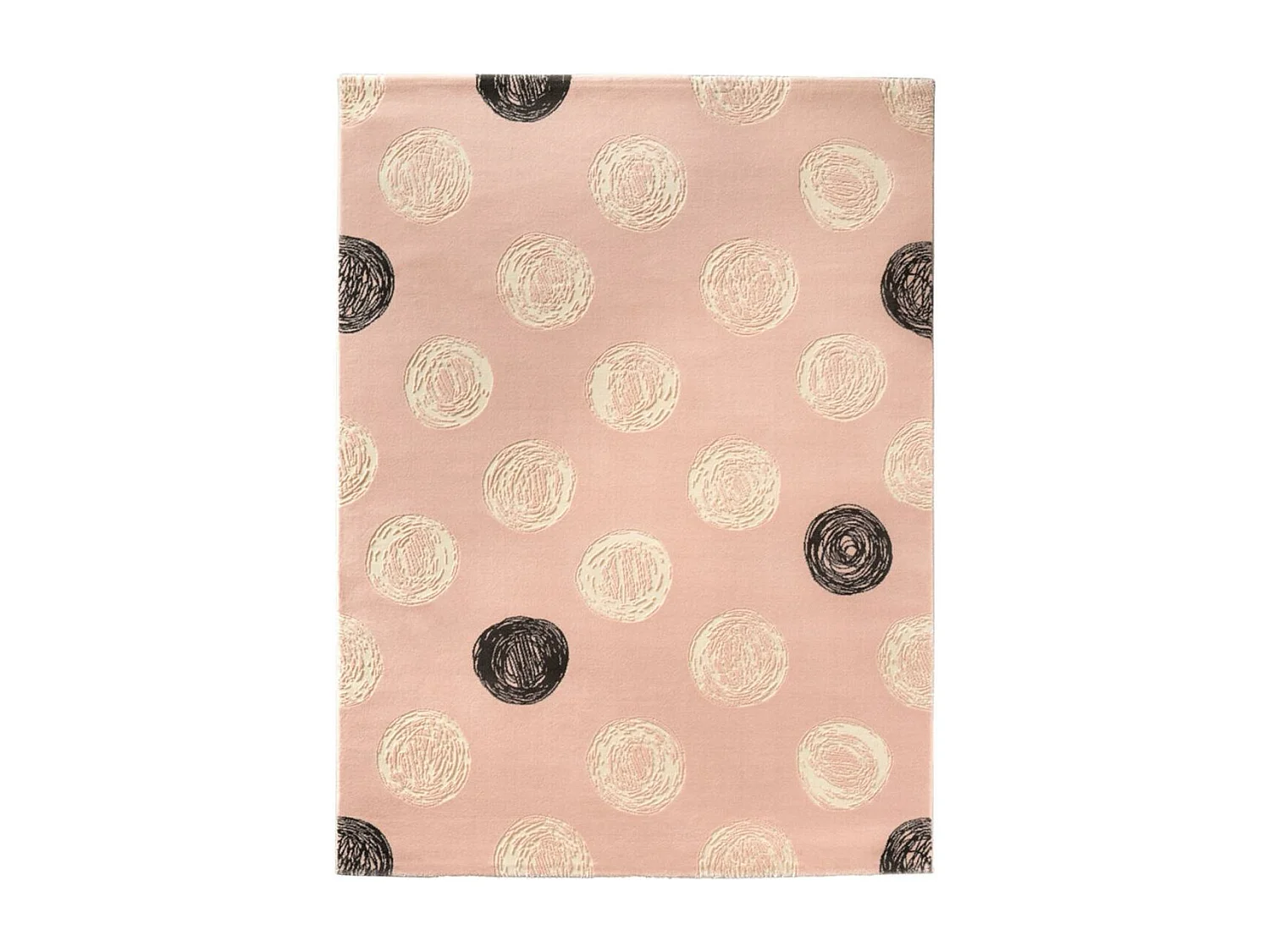 Tapis enfant 150x200 rectangle tissé rose et crème DOT