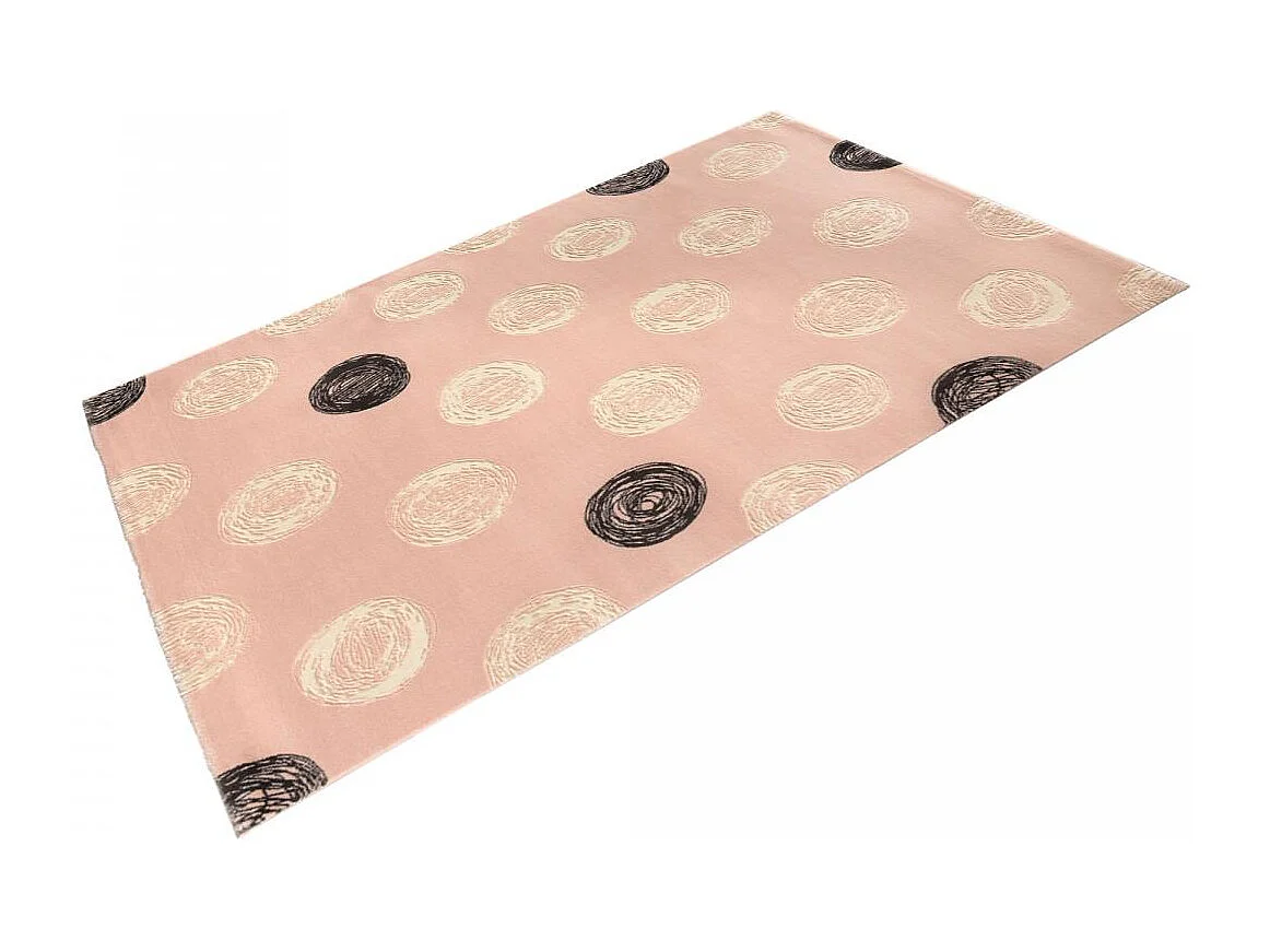 Tapis enfant 150x200 rectangle tissé rose et crème DOT