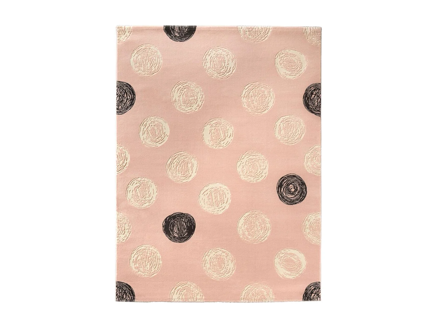 Tapis enfant 150x200 rectangle tissé rose et crème DOT