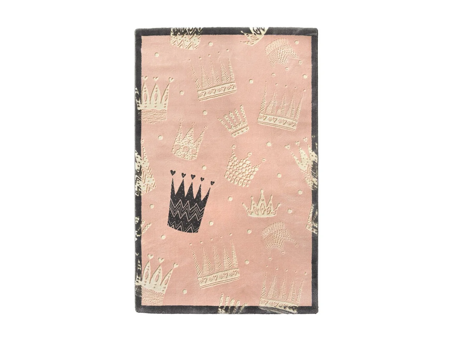 Tapis enfant 150x200 rectangle tissé rose et crème CROWN