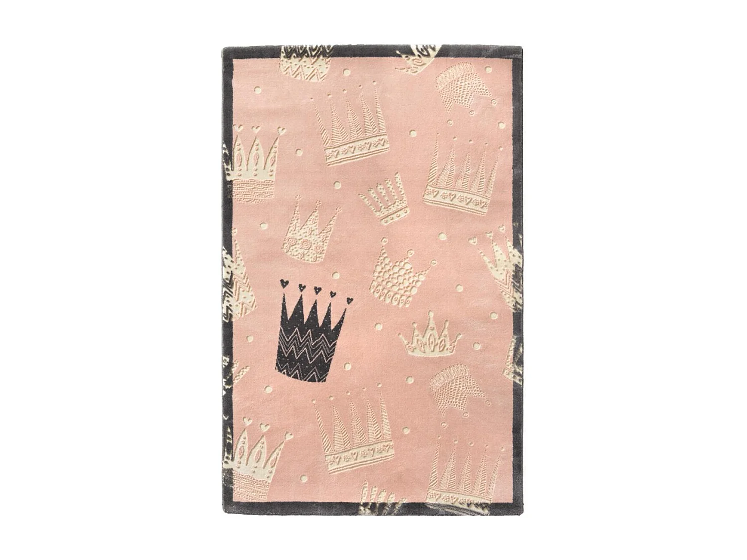Tapis enfant 150x200 rectangle tissé rose et crème CROWN